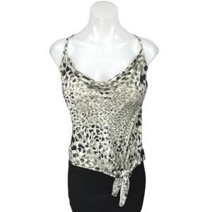 NEW Bella Dahl Green Animal Print Sleeveless Cowl Neck Cami Camisole Tank Top L